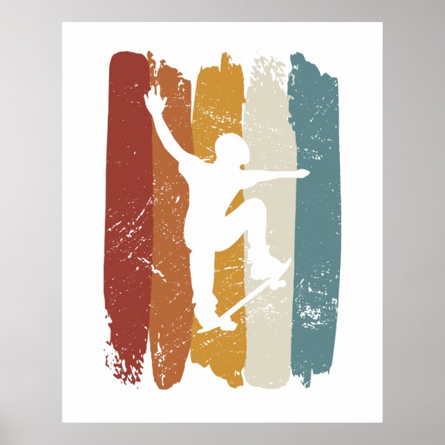 Retro vintage Skateboard Poster (Front)