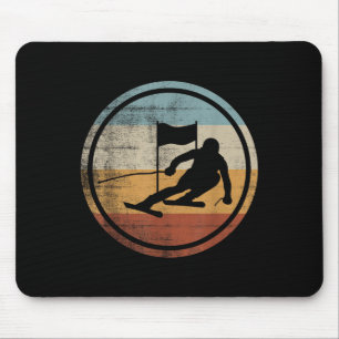 Retro Vintage Ski Skier Design Skiing Slalom  Mouse Pad