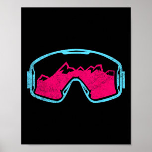 Retro Vintage Ski Snowboard Goggles 80s 90s Skiing Poster