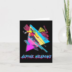 Retro Vintage Skier Alpine Meadows Winter Sports E Card