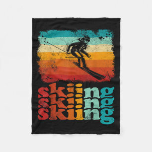 Retro vintage skiing ski lover skiing  fleece blanket