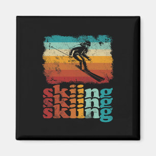 Retro Vintage Skiing Ski Lover Skiing  Magnet