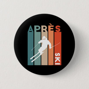 Retro Vintage Skiing Ski Skier Retro Vintage Apres 6 Cm Round Badge