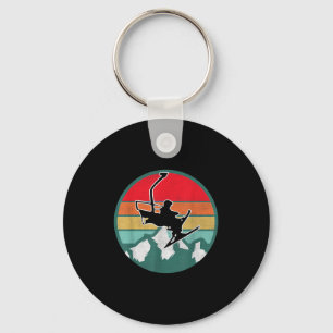 Retro Vintage Skiing Snow Gifts For Skiers _2  Key Ring