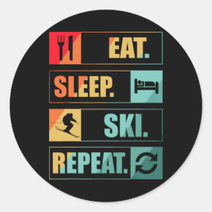 Retro Vintage Skiing Snow Gifts For Skiers  Classic Round Sticker