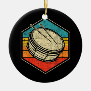 Retro Vintage Snare Drum - Marching Band Drumline  Ceramic Tree Decoration
