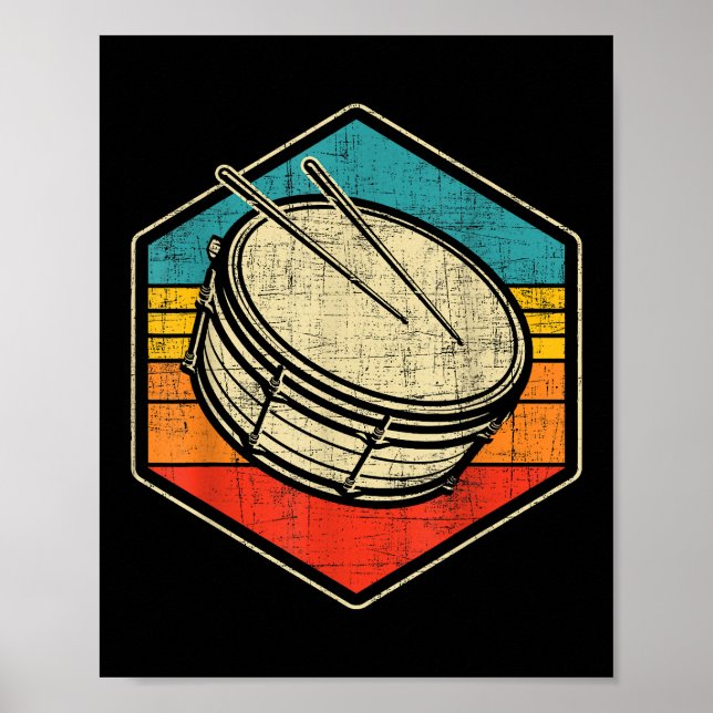 Retro Vintage Snare Drum - Marching Band Drumline  Poster (Front)