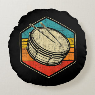 Retro Vintage Snare Drum - Marching Band Drumline Round Cushion