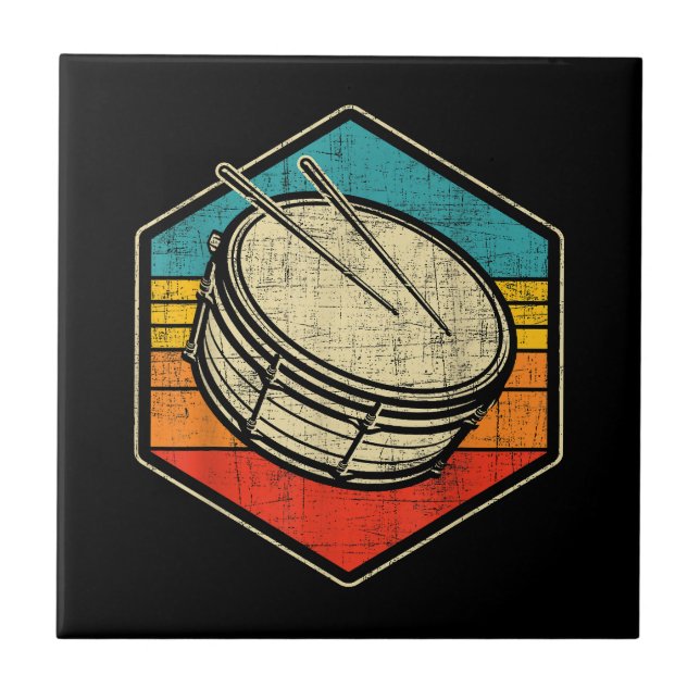 Retro Vintage Snare Drum - Marching Band Drumline  Tile (Front)