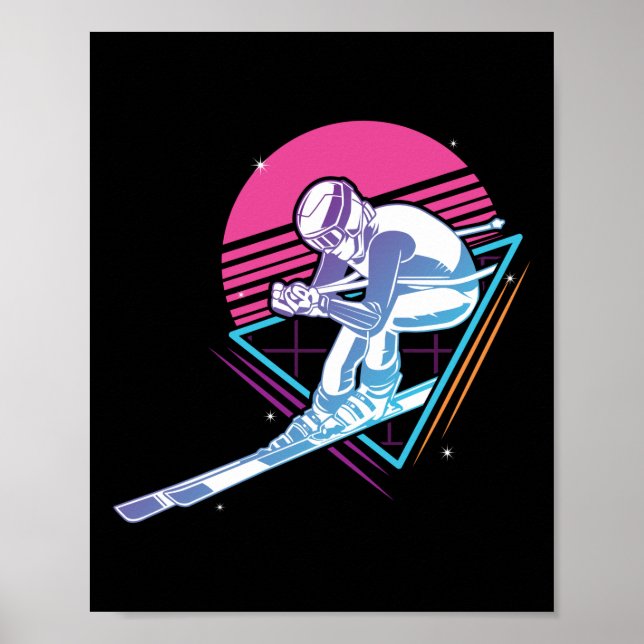 Retro Vintage Snow 80s Ski Poster (Front)
