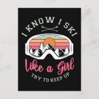 Retro Vintage Snow Ski Ski Like A Girl Try To Keep