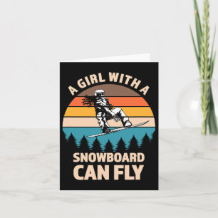 Retro Vintage Snowboard Girl Shirt Fun Winter Boar Card