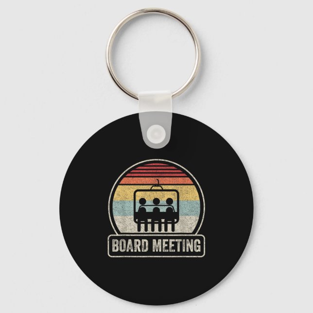 Retro Vintage Snowboard Meeting Snowboarding Vacat Key Ring (Front)