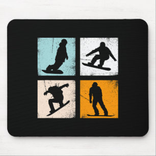 Retro Vintage Snowboard Snowboarding Outfit Mouse Pad