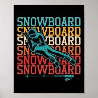Retro Vintage Snowboarding Snowboarder Winter Spor Poster