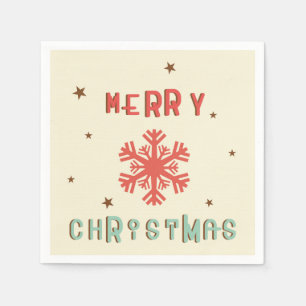 Retro Vintage Snowflake Merry Christmas Napkins