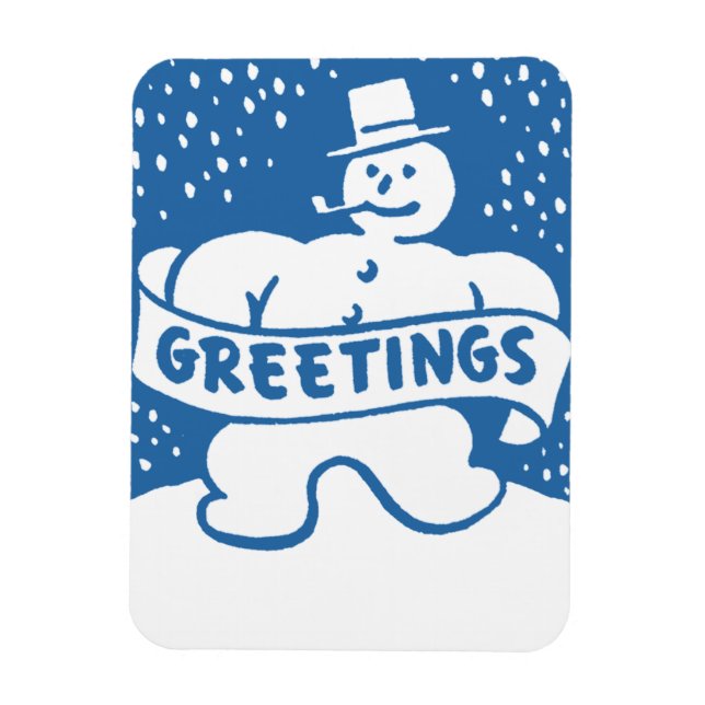 Retro Vintage Snowman Holiday Magnet (Vertical)