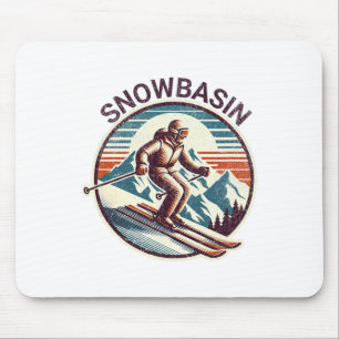 Retro Vintage Snowsin Utah Ski Resort Winter Skiin Mouse Pad