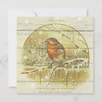 Retro | Vintage Snowy Winter Cardinal Bird In Snow