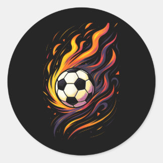 Retro Vintage Soccer Soccer Flames Sport Ll  Classic Round Sticker