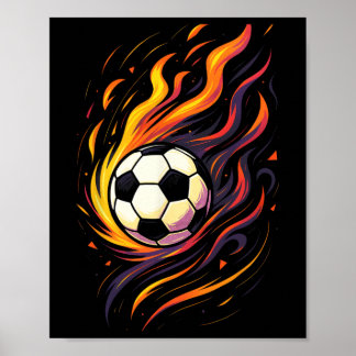 Retro Vintage Soccer Soccer Flames Sport Ll  Poster