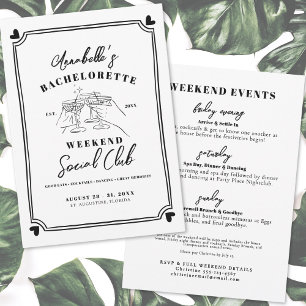 Retro Vintage Social Club Bachelorette Invitation
