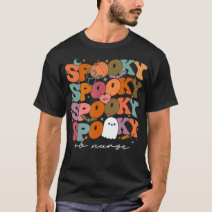 Retro Vintage Spooky OB Nurse Pumpkin Halloween Co T-Shirt