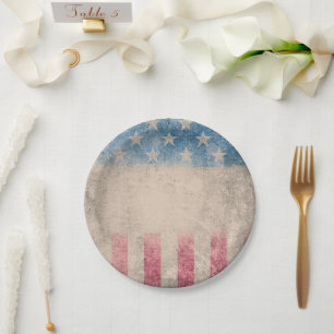 Retro Vintage Stars and Stripes   Paper Plate
