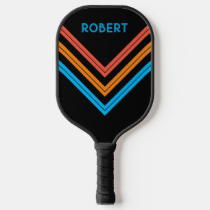 Retro Vintage Stripe Personalized Name Pickleball Paddle