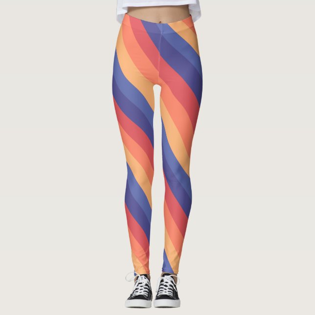 Retro Vintage Striped Trendy Leggings (Front)