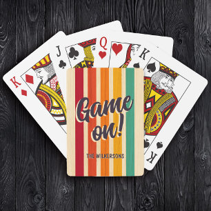 Retro Vintage Stripes Custom Name Fun Game on! Playing Cards
