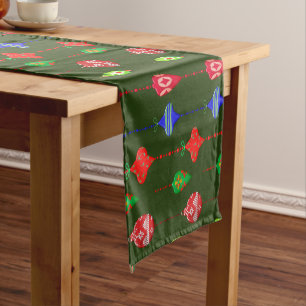 Retro Vintage Style Christmas Ornament Pattern Short Table Runner