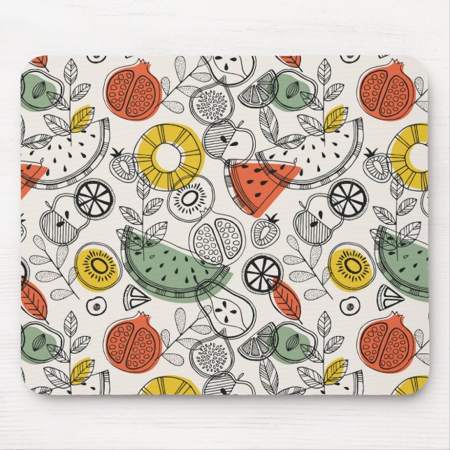 Retro Vintage Style Fruit Pattern Mouse Pad (Front)