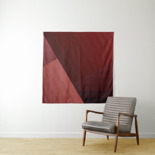 Retro vintage style geometric lines red burgundi d tapestry