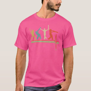 Retro Vintage Style Heartbeat Funny Cricket Player T-Shirt