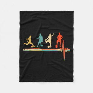 Retro Vintage Style Heartbeat Funny Soccer Players Fleece Blanket