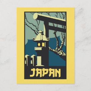 Retro vintage style Japan travel advertising Postcard