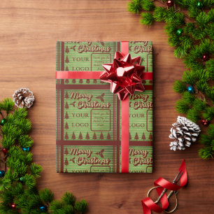 Retro Vintage Style Logo or Photo Text Christmas Wrapping Paper