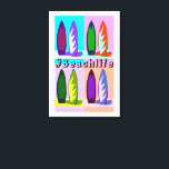 Retro Vintage Style Pop Art SurfBoards #Beachlife  Canvas Print<br><div class="desc">A colourful retro vintage style pop art piece that features surfboards and the text #beachlife.  Perfect for surfers and beach house decor.</div>