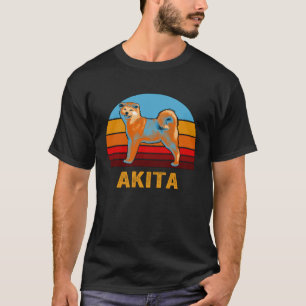 Retro Vintage Style Sunset Akita T-Shirt