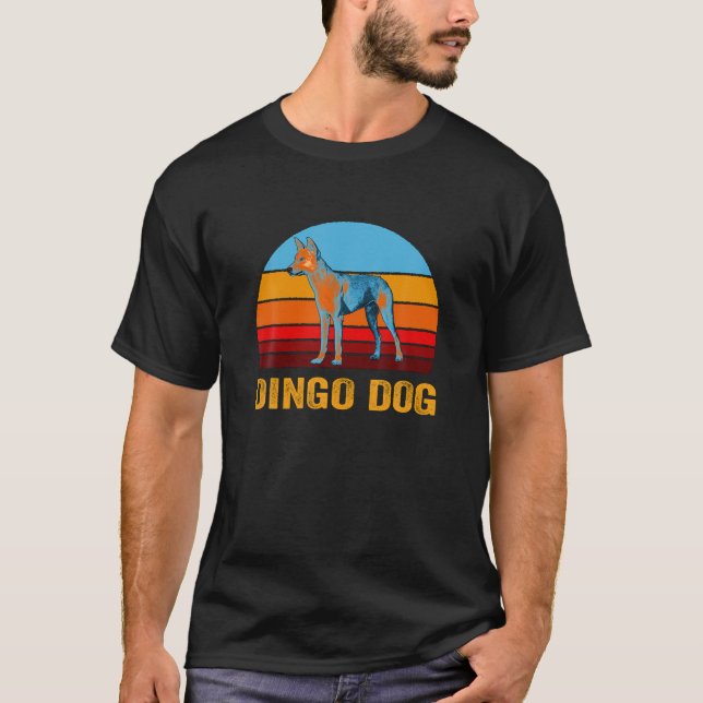 Retro Vintage Style Sunset Dingo Dog T-Shirt (Front)