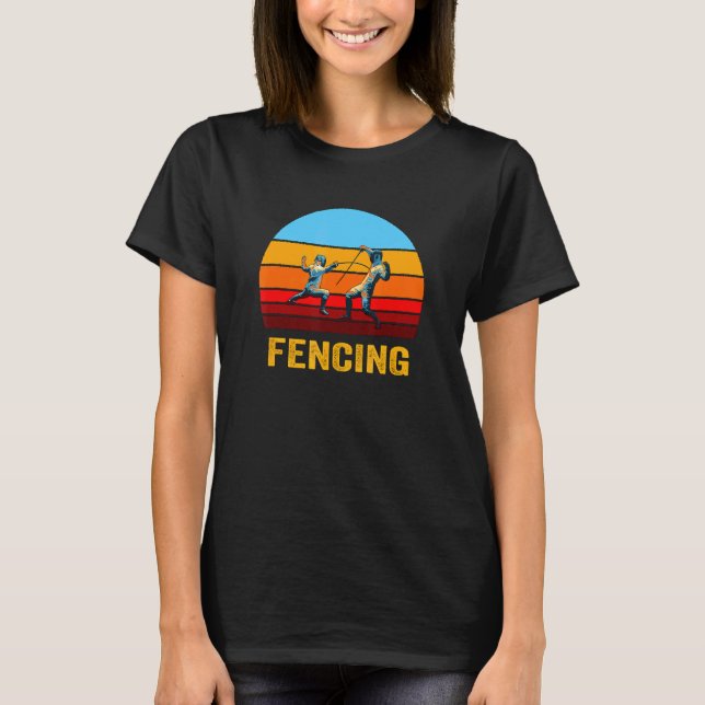 Retro Vintage Style Sunset Fencing T-Shirt (Front)