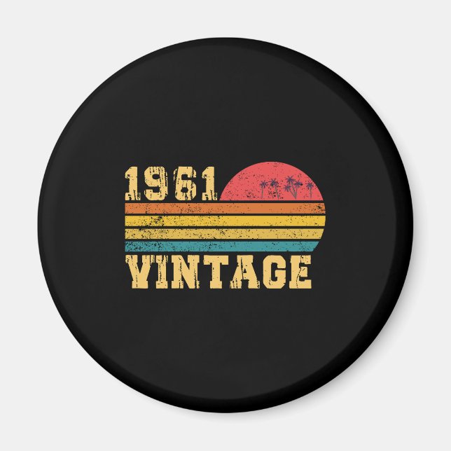 Retro Vintage Sunset 1961 Birthday Magnet (Front)