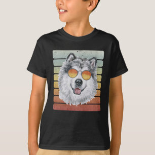 Retro Vintage Sunset Alaskan Malamute Mum Dad T-Shirt