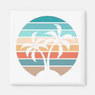 Retro Vintage Sunset and Palm Trees Magnet