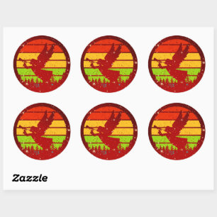 Retro Vintage Sunset Angel with Horn Classic Round Sticker