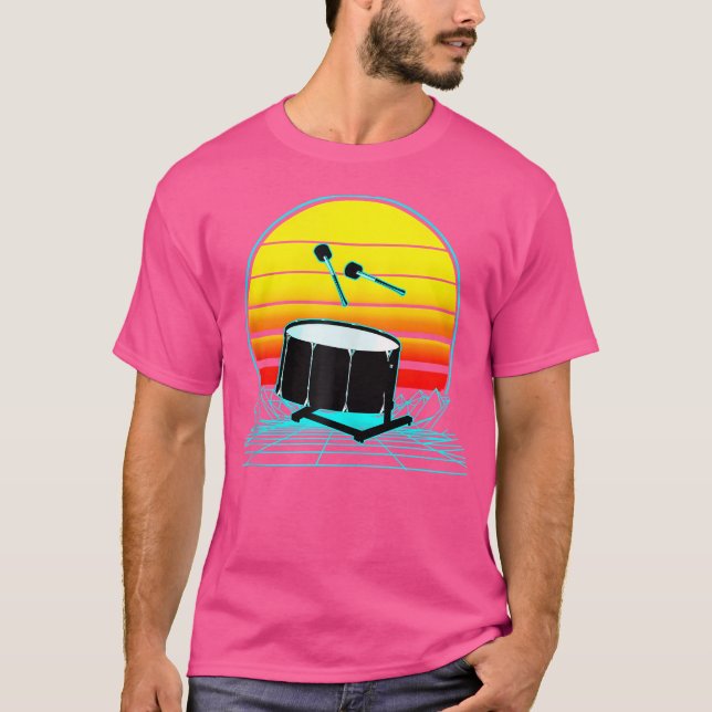 Retro Vintage Sunset Bass Drum T-Shirt (Front)