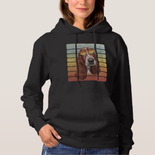 Retro Vintage Sunset Basset Hound Mum Dad Hoodie