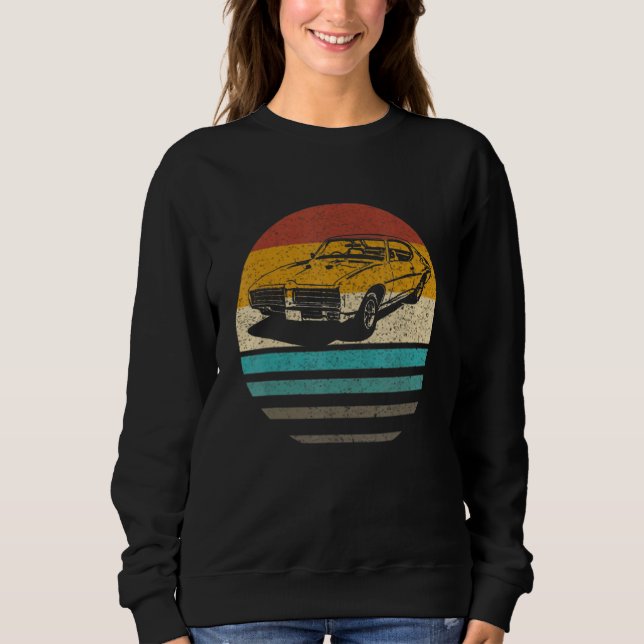 Retro Vintage Sunset Car Graphic - Mens Womens Sweatshirt (Front)