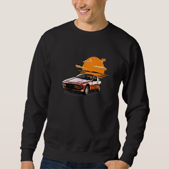 Retro Vintage Sunset Car Tuning & Gaming Sweatshirt (Front)